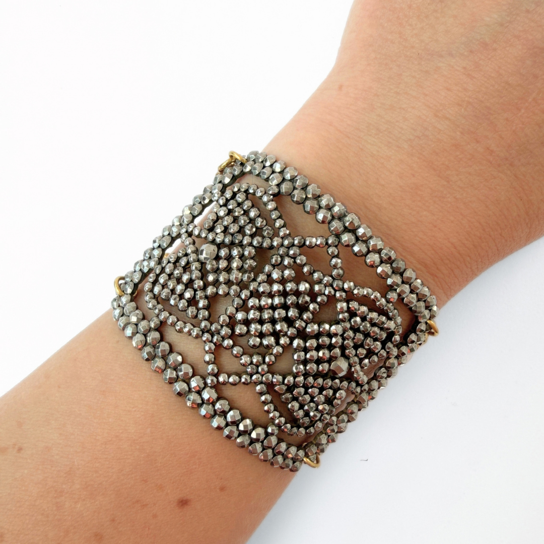 Repurposed Vintage French steel cut shoe buckle bracelet