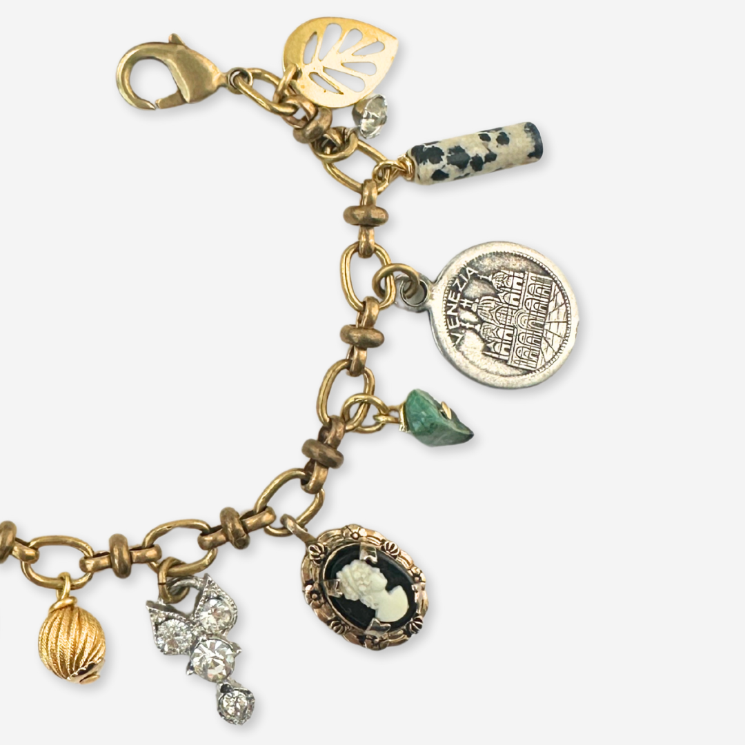 Repurposed vintage mixed charm bracelet