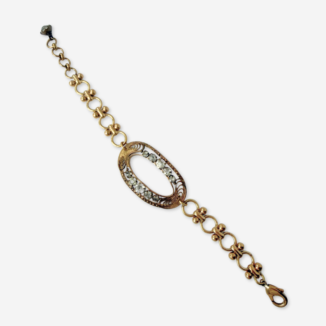 Repurposed vintage oval Czech glass rhinestone bracelet