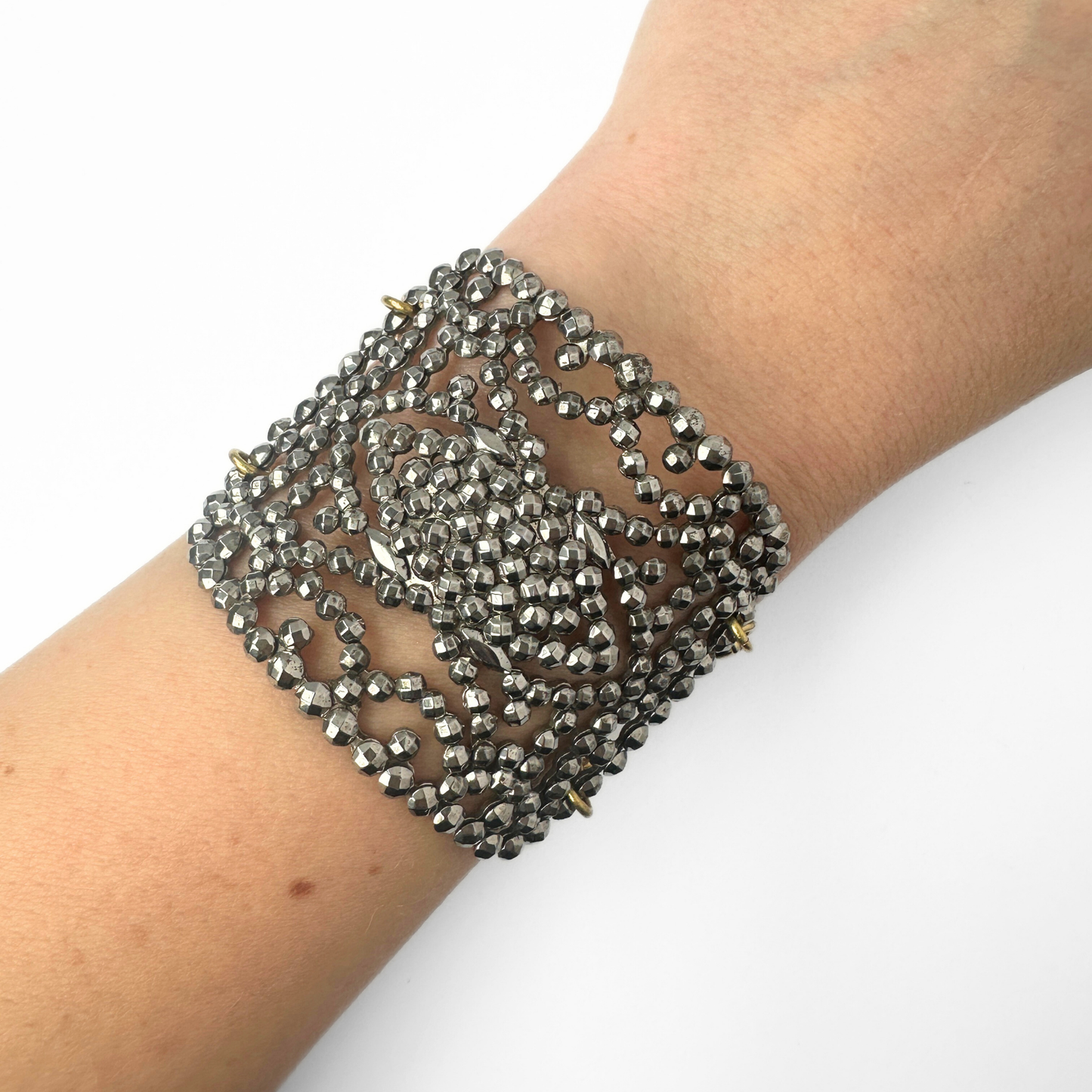 Repurposed Vintage French steel cut shoe buckle bracelet