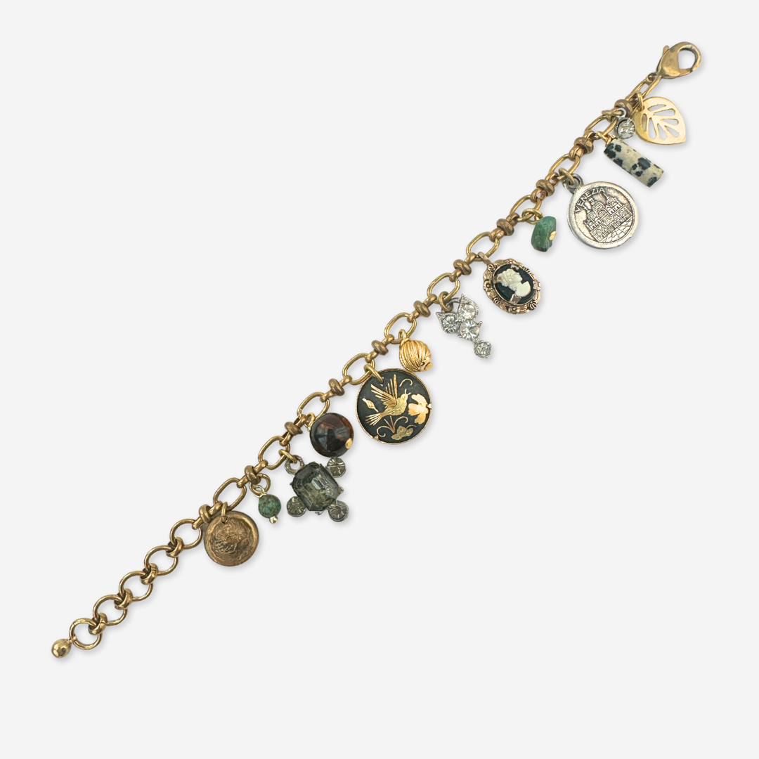 Repurposed vintage mixed charm bracelet