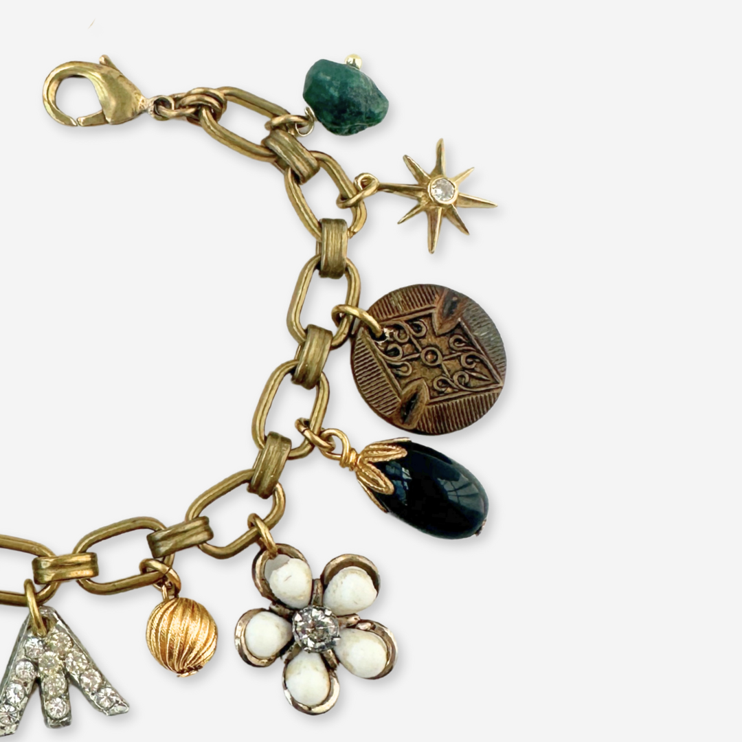 Repurposed vintage mixed charm bracelet