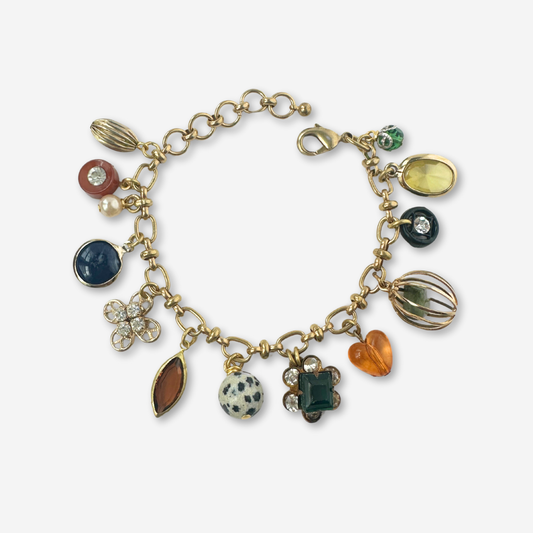 Repurposed vintage multicolor charm bracelet