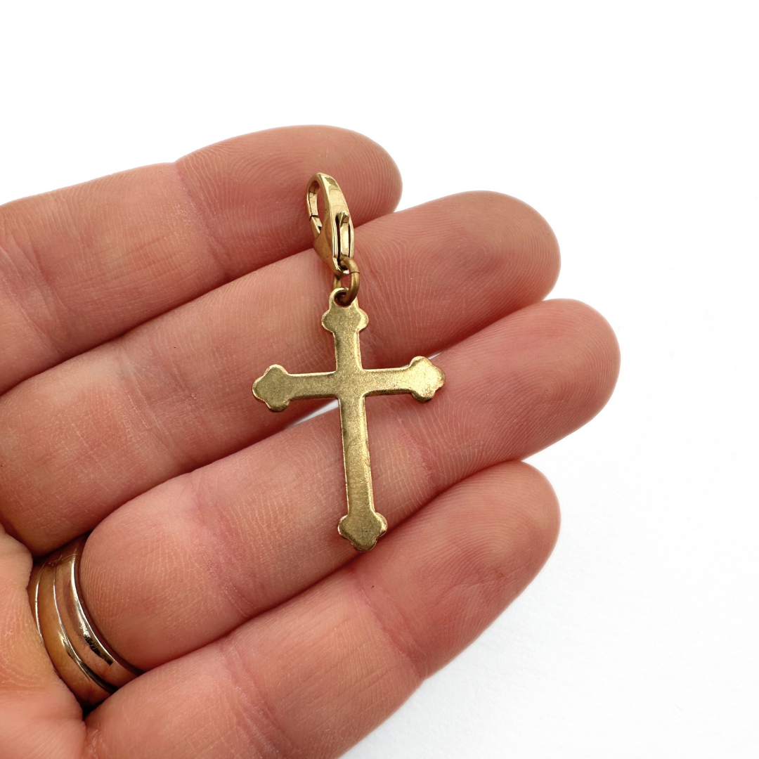 Vintage gold tone plain cross charm
