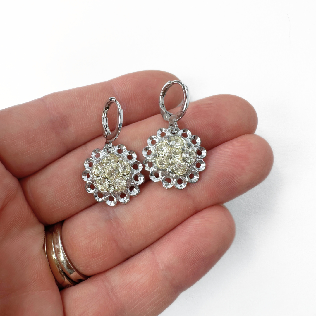 Refashioned vintage petite clear rhinestone drop earring