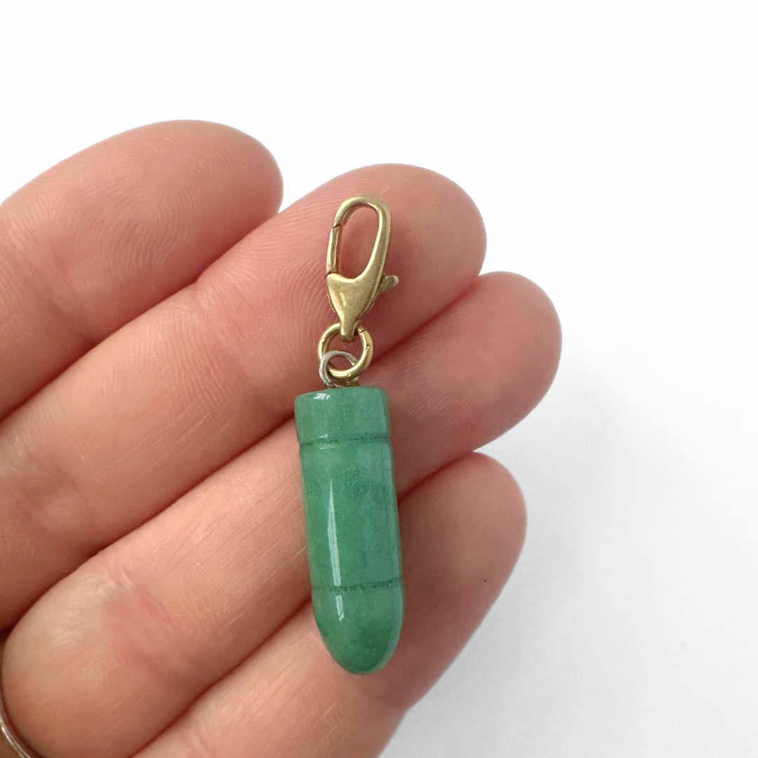 Vintage green aventurine stone bullet charm