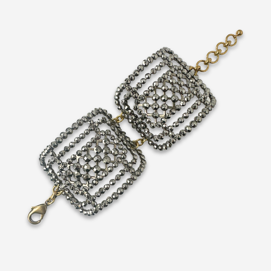 Repurposed Vintage French steel cut double shoe buckle cuff bracelet