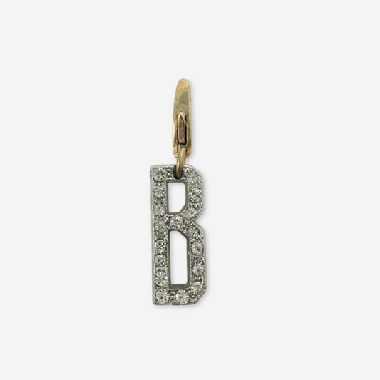 Vintage clear rhinestone letter "B" charm