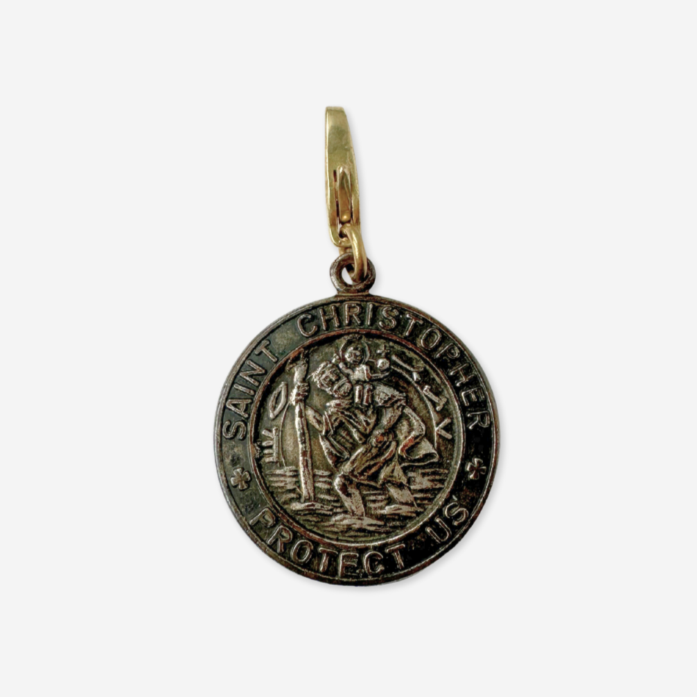 Saint Christopher pendant on a white background