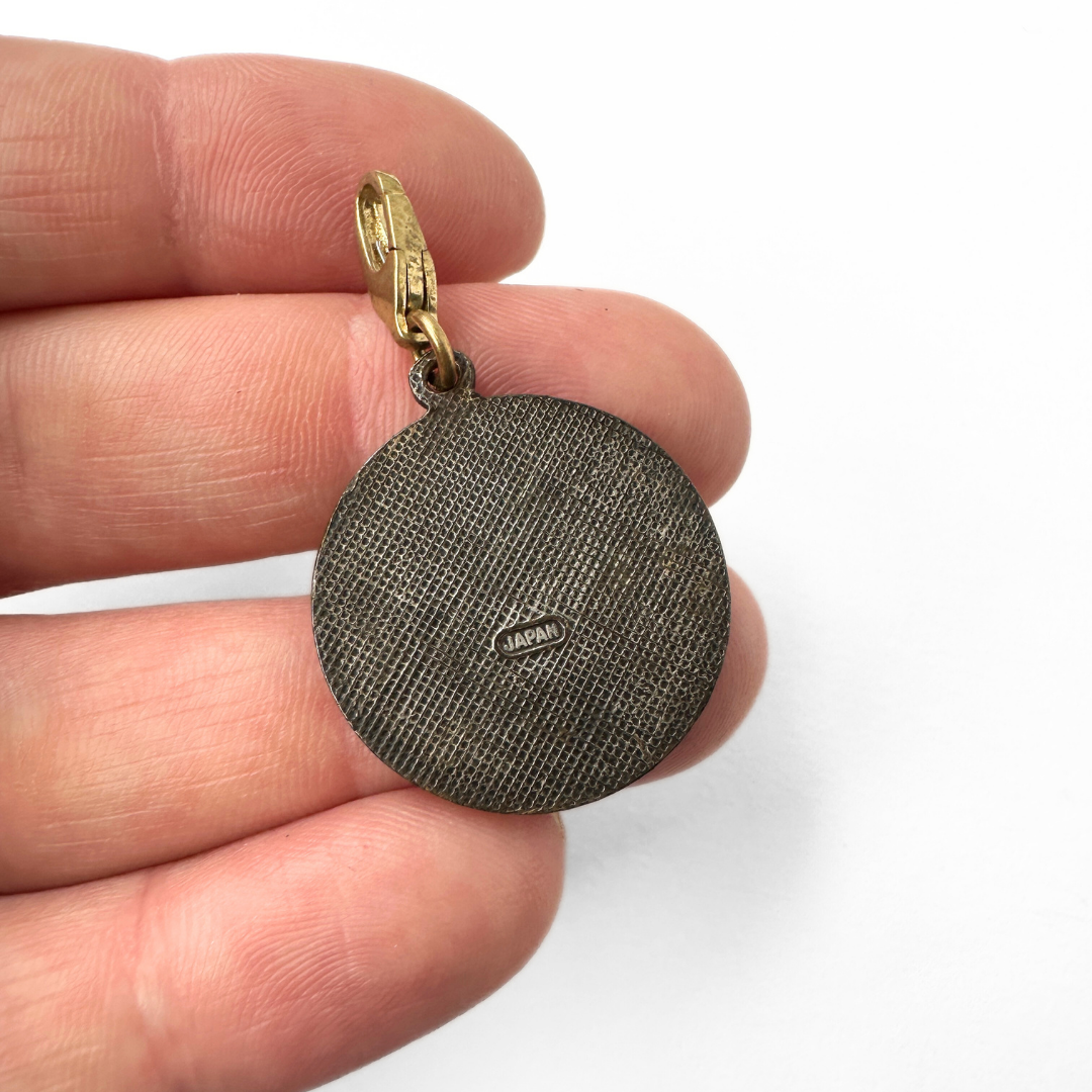 Vintage aged silver Saint Christopher circular charm pendant