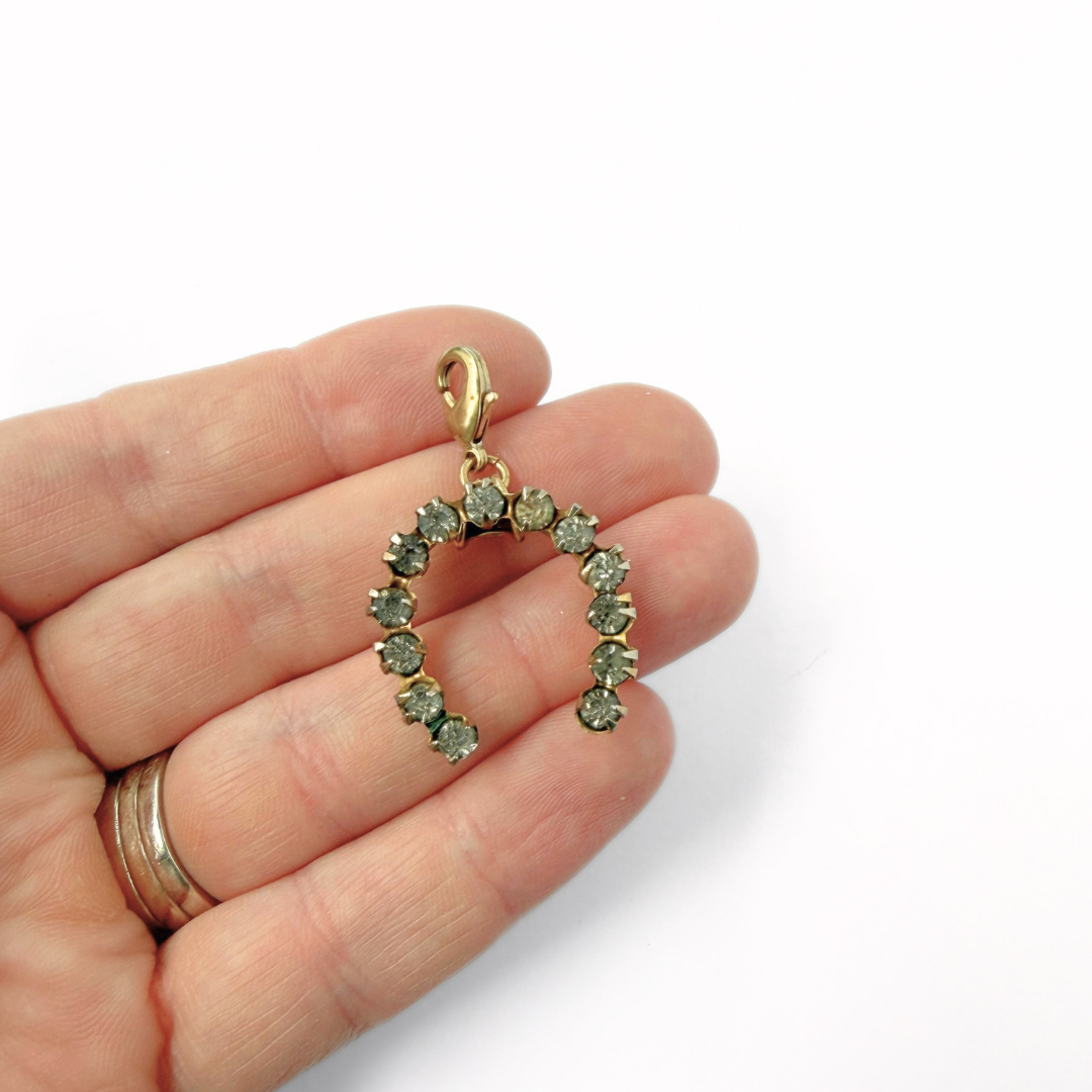 Refashioned antique Czech glass horseshoe charm