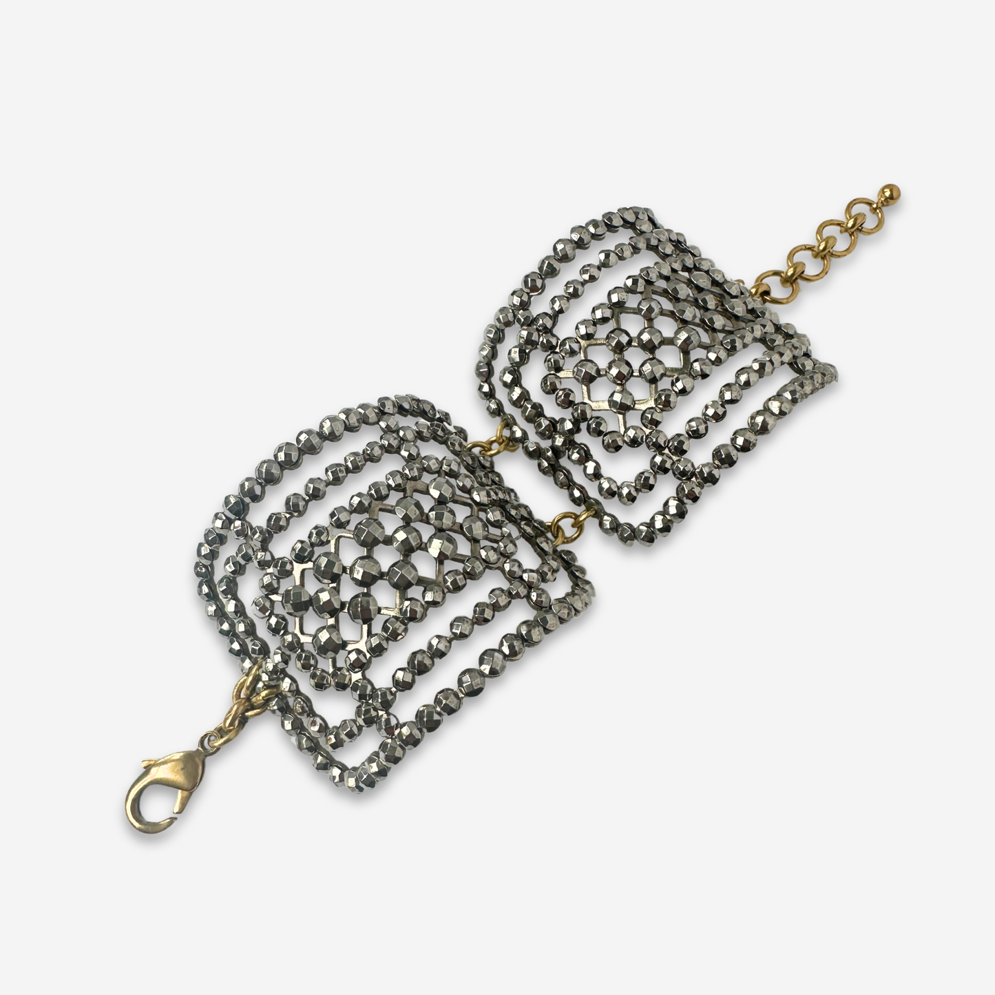 Repurposed Vintage French steel cut double shoe buckle cuff bracelet