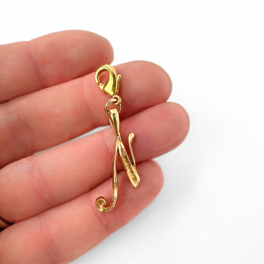 Vintage gold plated "N" monogram charm