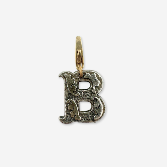 Vintage decoratibe letter "B" silver tone charm