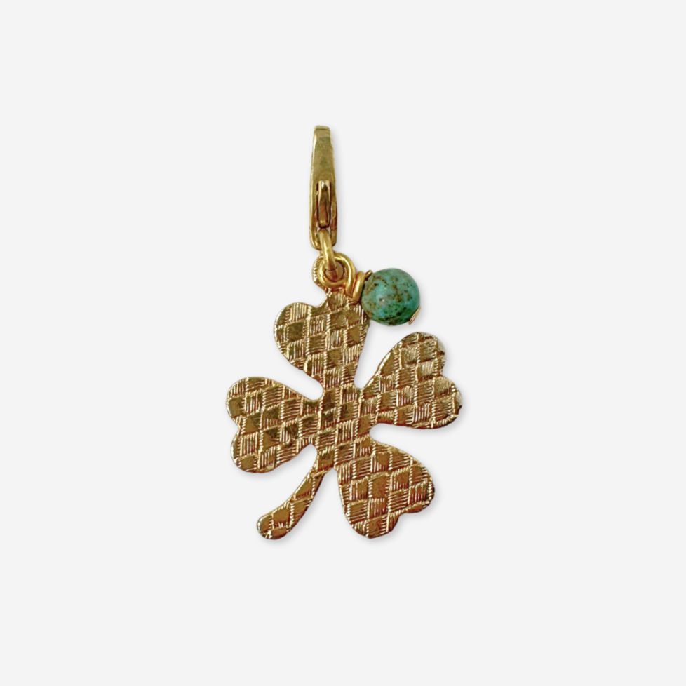 Vintage gold plated textured four leaf clover charm