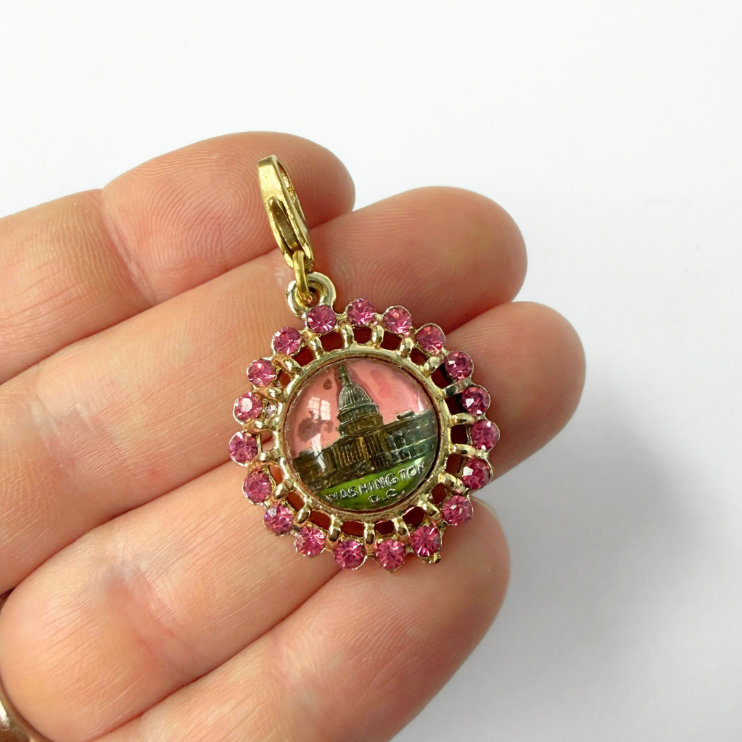 Refashioned vintage pink rhinestone Washington D.C. charm