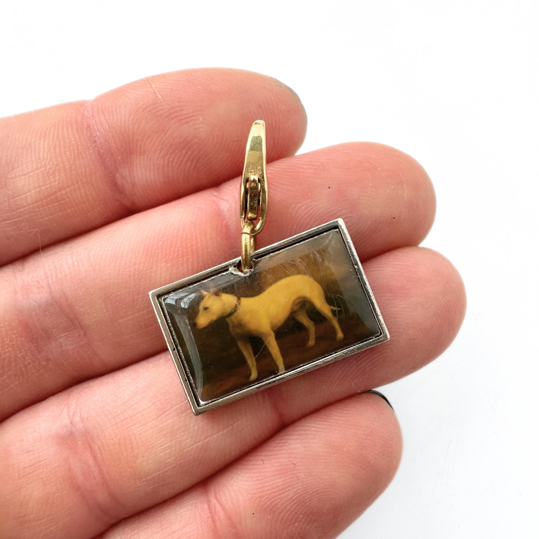 Vintage bull terrier dog rectangular charm