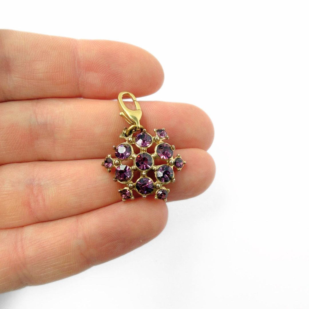 Refashioned vintage purple rhinestone charm