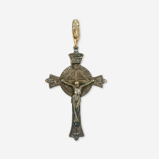 Vintage aged silver crucifix cross charm pendant