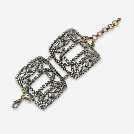 Repurposed Vintage French steel cut double shoe buckle cuff bracelet