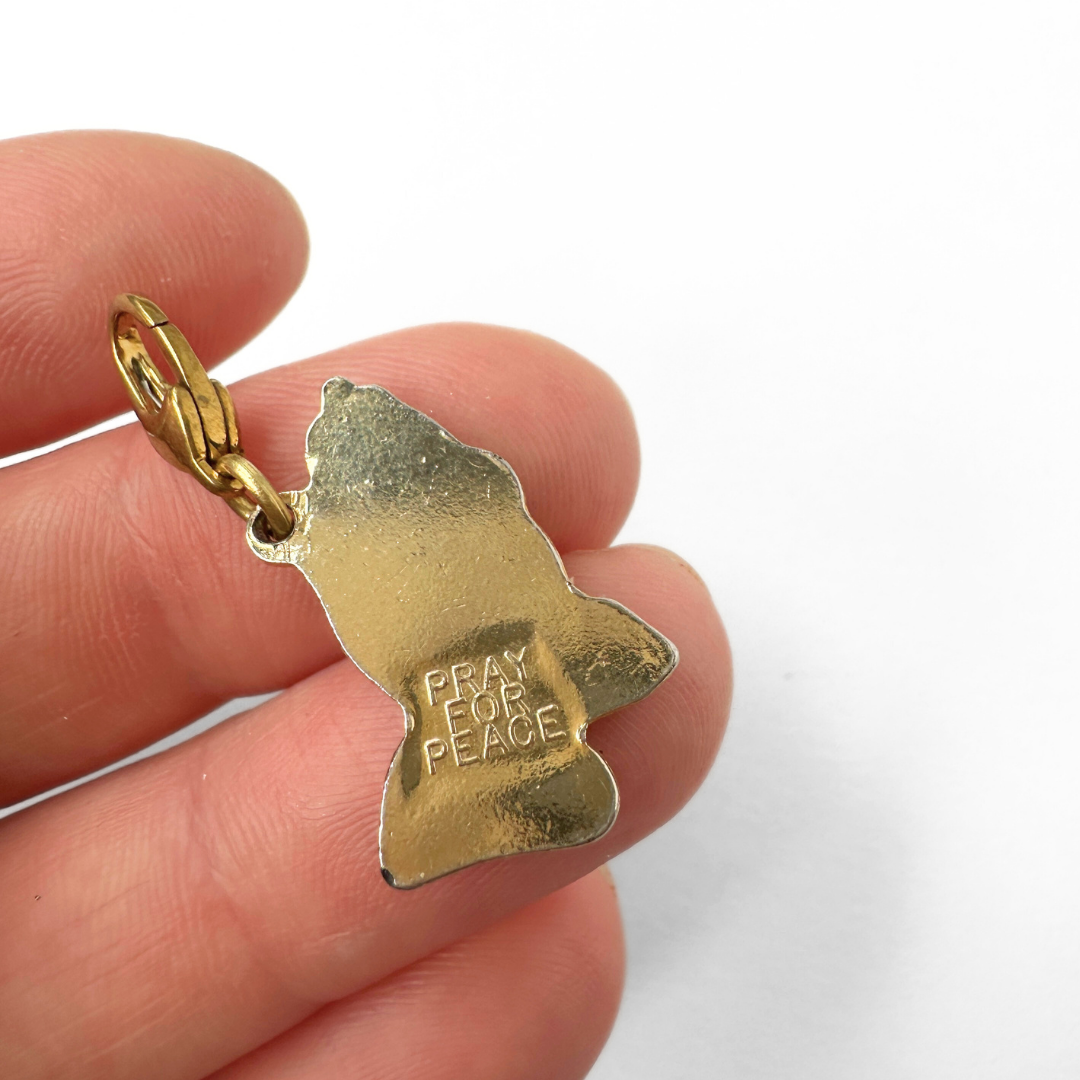 Vintage gold tone miraculous medal charm with brass swivel clasp