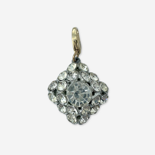Vintage clear rhinestone diamond shaped charm