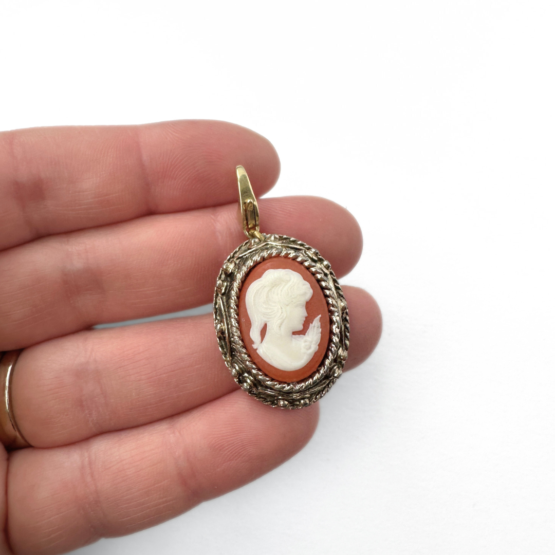 Refashioned vintage oval cameo charm