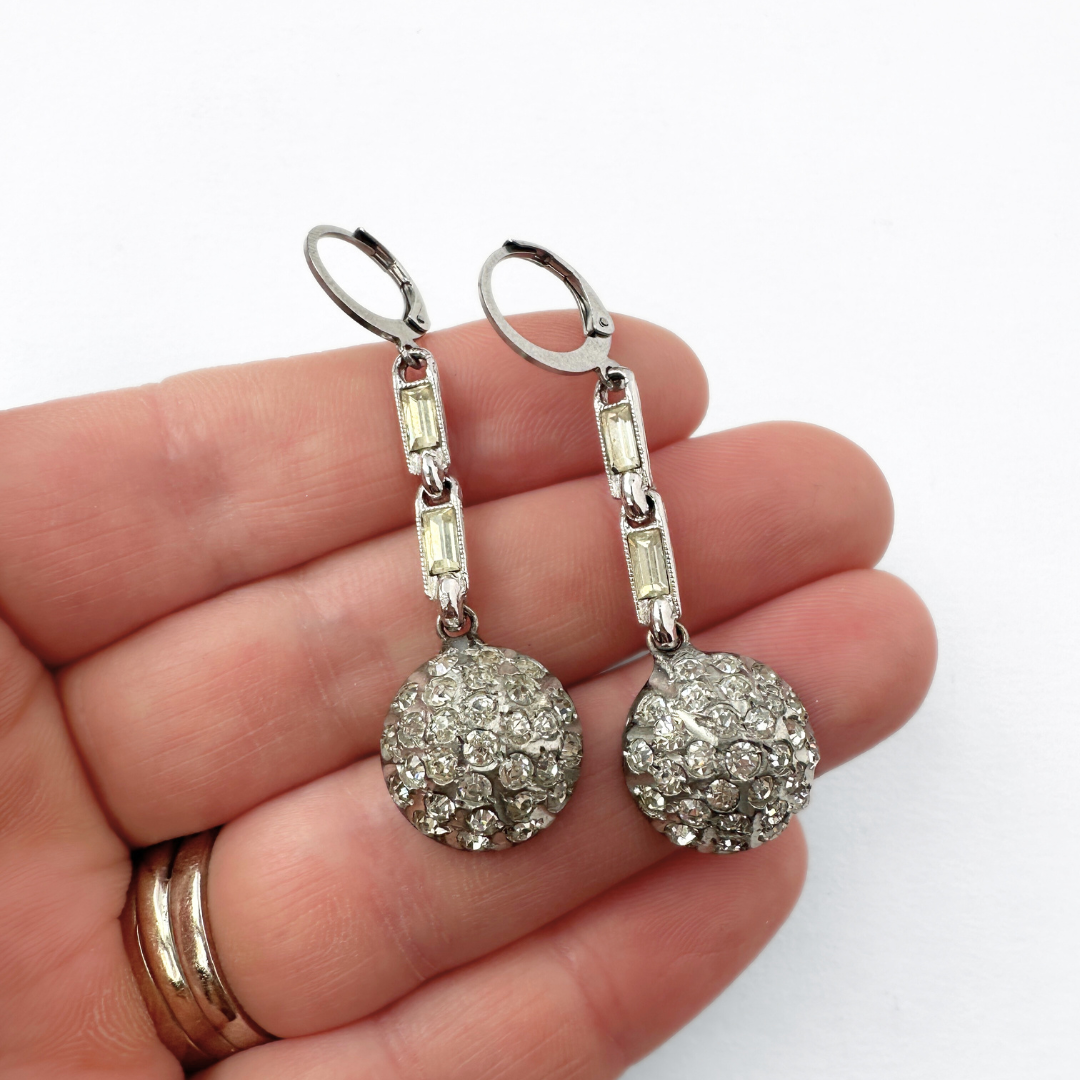 Refashioned vintage clear rhinestone drop earrings