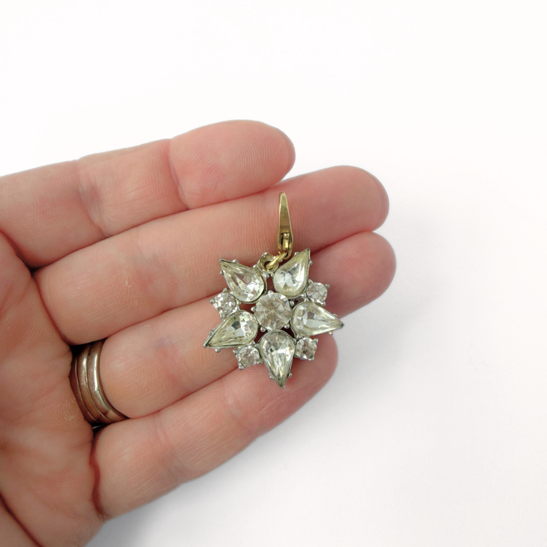 Vintage clear rhinestone star charm pendant