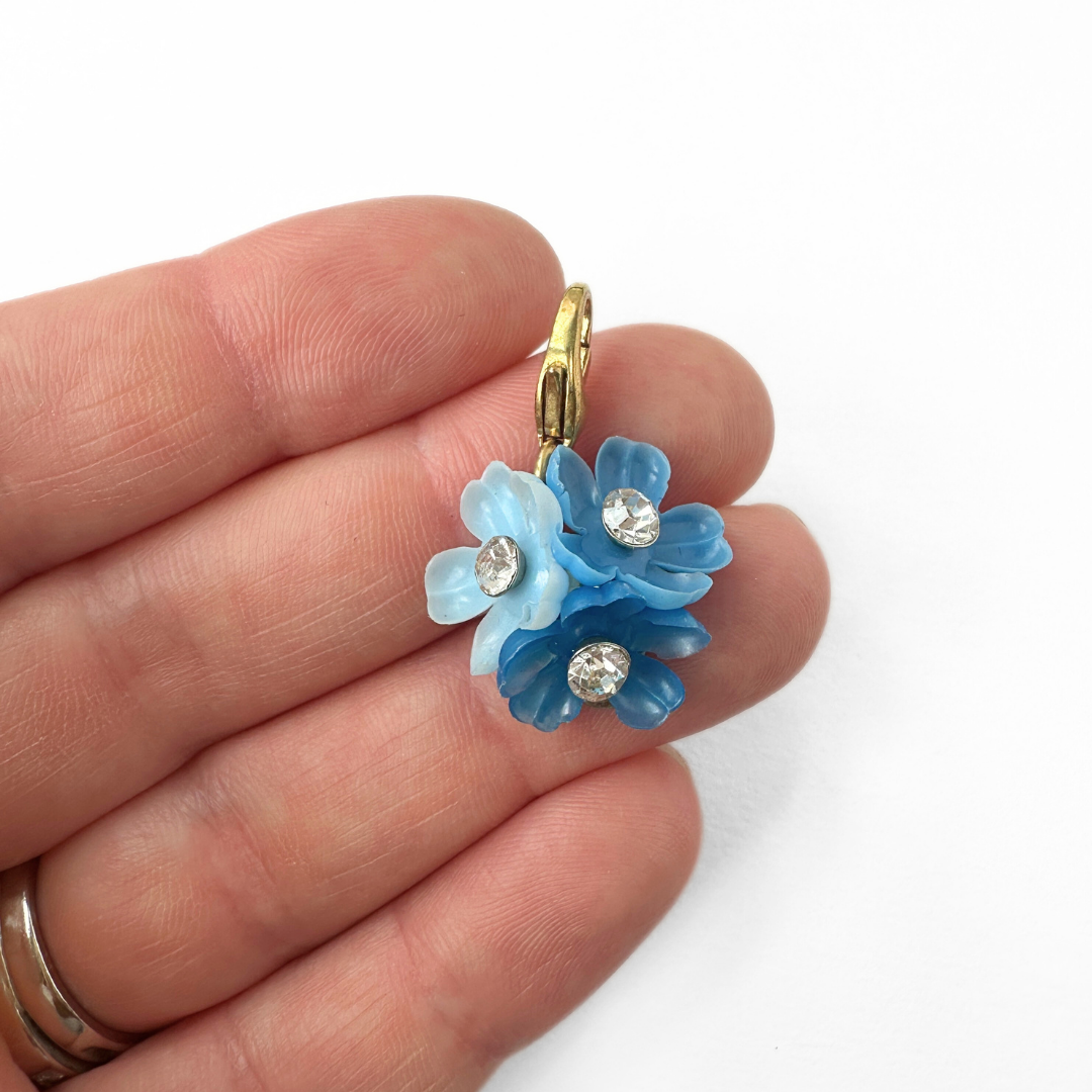 Vintage shades of blue flower cluster charm
