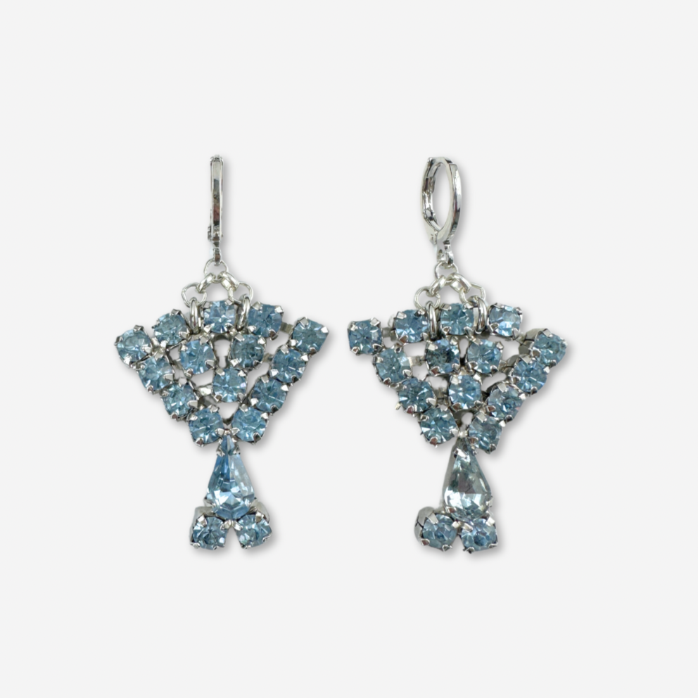 Refashioned vintage ice blue rhinestone drop earrings
