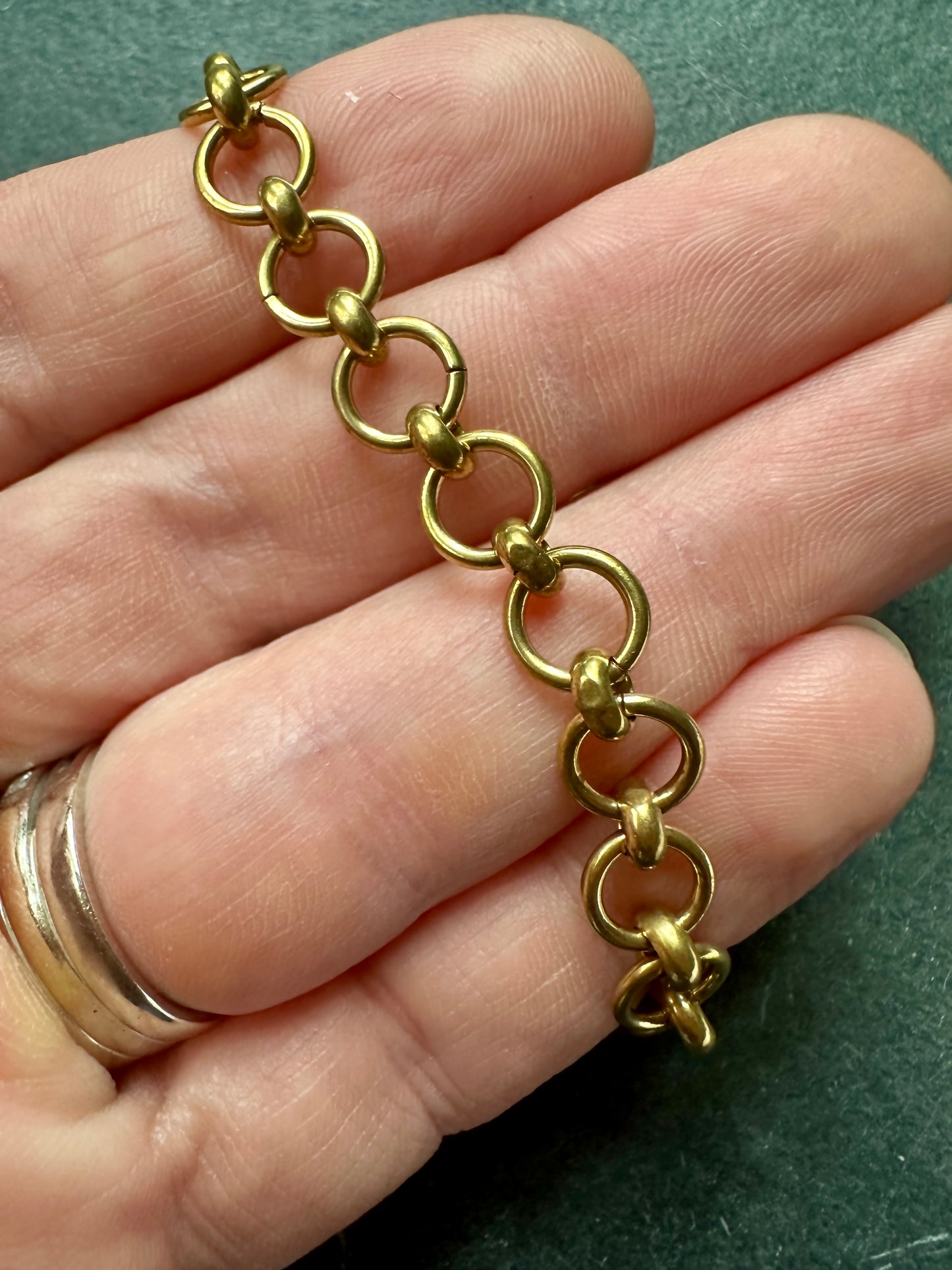 Blank raw brass circle link bracelet chain