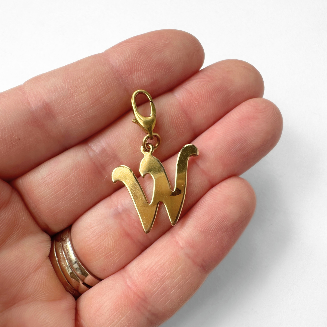 Vintage gold plated "W" monogram charm