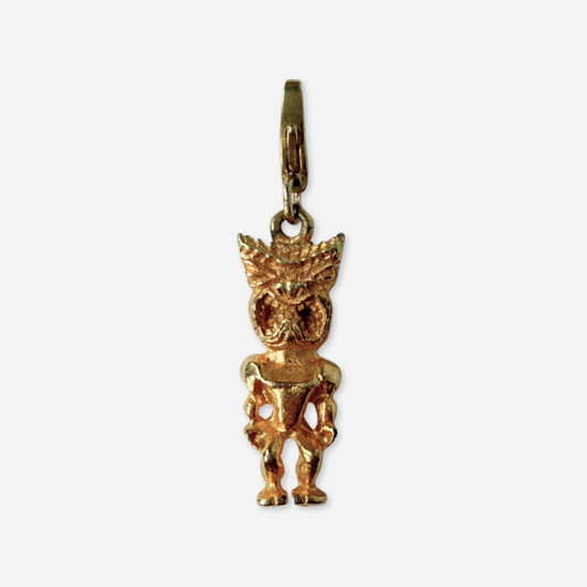 Vintage gold tone Tiki man figure charm