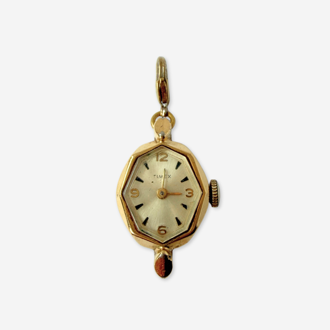 Vintage gold plated "Timex" watch face charm