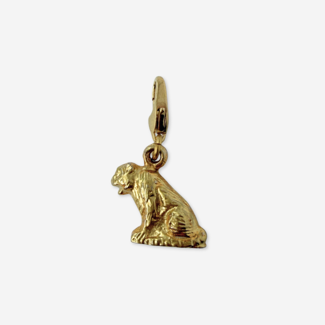 Vintage gold tone lioness charm pendant