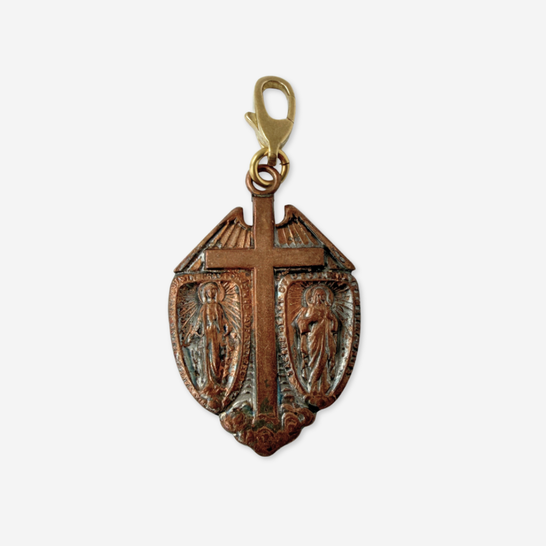 Vintage aged copper Catholic devotional charm