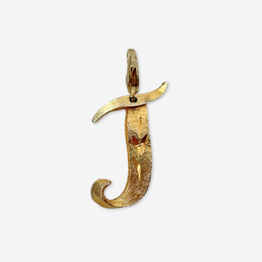 Large vintage matte gold  "J" monogram charm