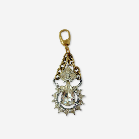 Vintage clear and gray rhinestone charm pendant
