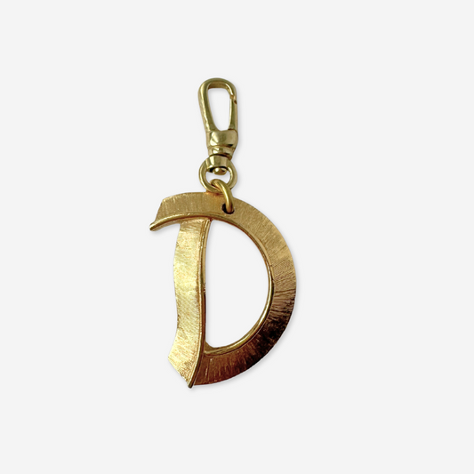 Large vintage matte gold  "D" monogram charm