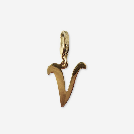 Vintage gold plated "V" monogram charm