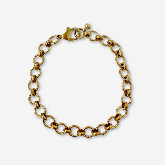 Blank raw brass circle link bracelet chain