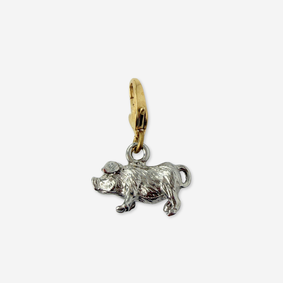 Small vintage silver pig charm