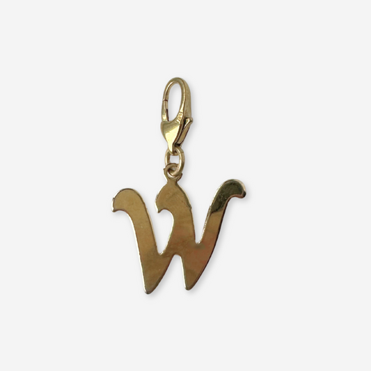 Vintage gold plated "W" monogram charm