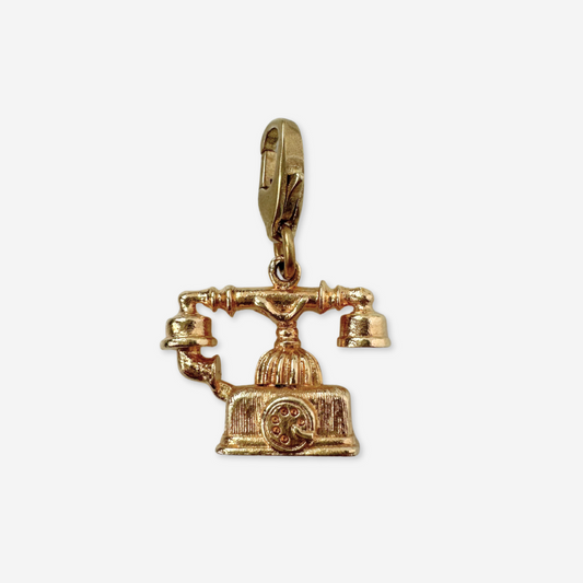 Small vintage gold rotary phone charm