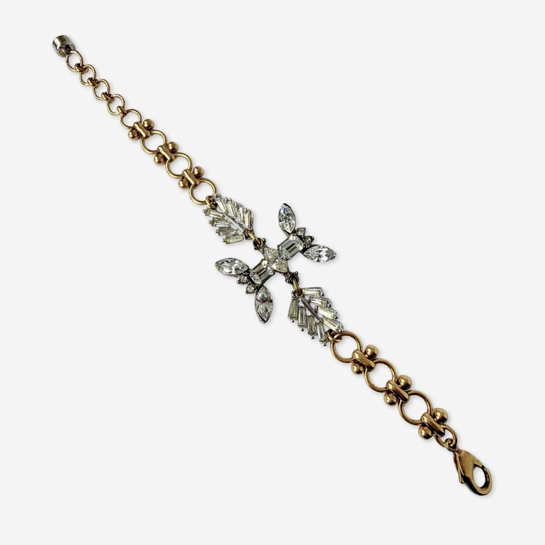 Repurposed vintage clear rhinestone assemblage bracelet
