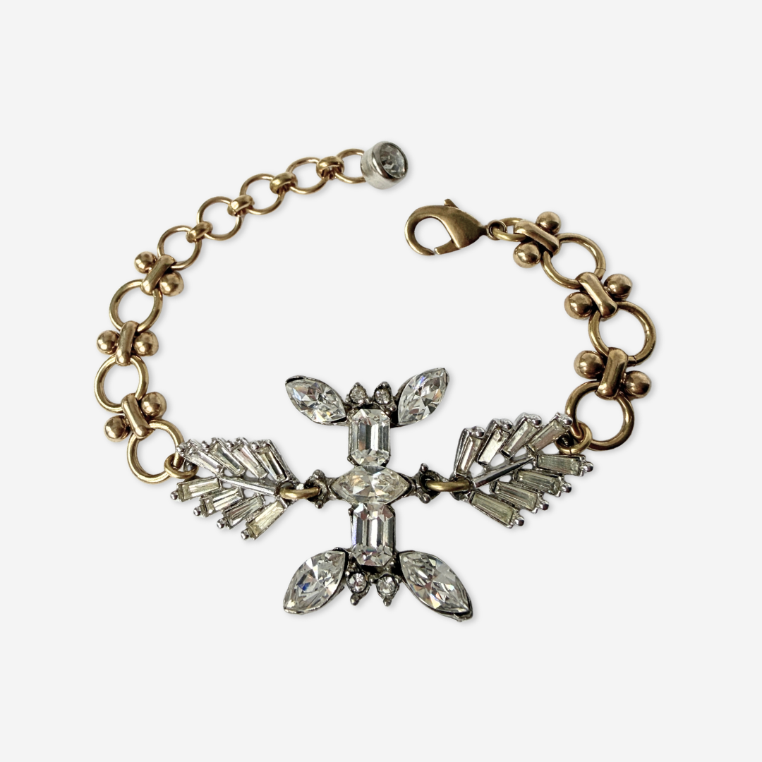 Repurposed vintage clear rhinestone assemblage bracelet