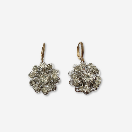 Refashioned vintage clear rhinestone earrings with brass lever backs