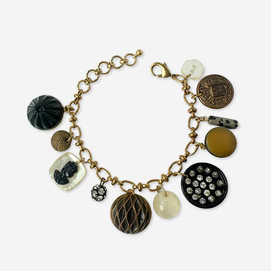 Repurposed vintage mixed charm bracelet
