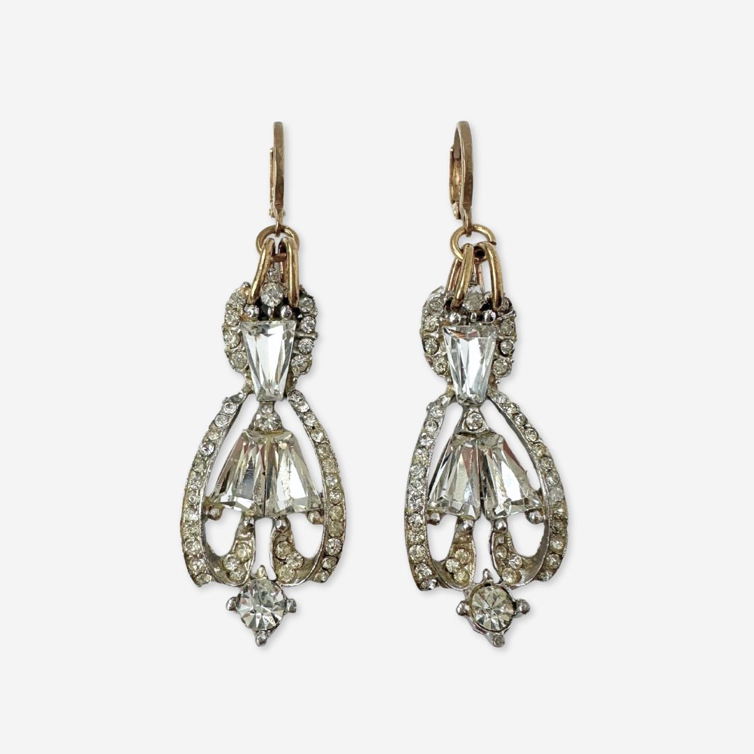 Refashioned vintage clear rhinestone statement earrings